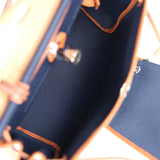 Hermes Herbag Zip PM 31 Bleu Indigo Toile H & Fauve Vache Hunter Palladium Hardware