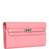 Hermes Kelly Wallet To Go Rose Confetti Epsom Palladium Hardware