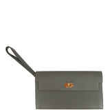 Hermes Kelly Pocket Long Wallet Gris Meyer Madame Gold Hardware