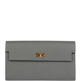 Hermes Kelly Pocket Long Wallet Gris Meyer Madame Gold Hardware