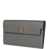 Hermes Kelly Pocket Long Wallet Gris Meyer Madame Gold Hardware