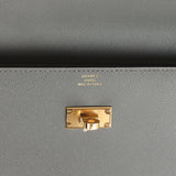 Hermes Kelly Pocket Long Wallet Gris Meyer Madame Gold Hardware