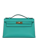 Hermes Kelly Pochette Vert Verone Swift Gold Hardware