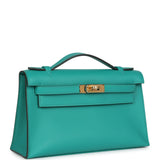 Hermes Kelly Pochette Vert Verone Swift Gold Hardware