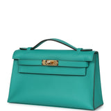 Hermes Kelly Pochette Vert Verone Swift Gold Hardware