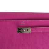 Hermes Kelly Wallet To Go Rose Pourpre Chevre Mysore Palladium Hardware