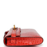 Hermes Kelly Cut Orange Poppy Shiny Porosus Crocodile Gold Hardware