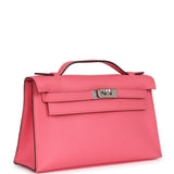 Hermes Kelly Pochette Rose Azalee Swift Palladium Hardware