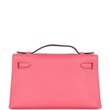 Hermes Kelly Pochette Rose Azalee Swift Palladium Hardware