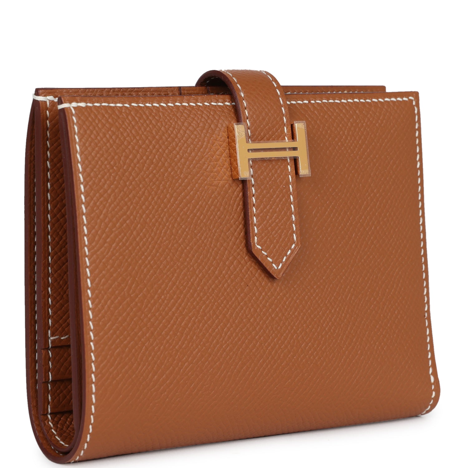 BEARN COMPACT WALLET 12 IN PUMPKIN ORANGE EPSOM LEATHER