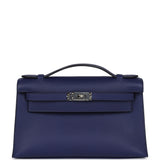 Hermes Kelly Pochette Bleu Encre Swift Palladium Hardware