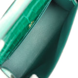 Hermes Kelly Pochette Vert Emeraude Shiny Porosus Crocodile Gold Hardware