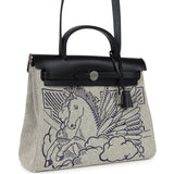 Hermes Herbag Zip Pegase Pop PM 31 Ecru Toile H Canvas and Black Hunter Palladium Hardware