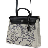 Hermes Herbag Zip Pegase Pop PM 31 Ecru Toile H Canvas and Black Hunter Palladium Hardware