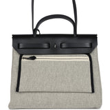 Hermes Herbag Zip Pegase Pop PM 31 Ecru Toile H Canvas and Black Hunter Palladium Hardware