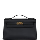 Hermes Kelly Pochette Black Swift Gold Hardware