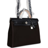 Hermes Herbag Zip 31 PM Ebene Toile H Canvas & Black Hunter Palladium Hardware