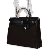 Hermes Herbag Zip 31 PM Ebene Toile H Canvas & Black Hunter Palladium Hardware