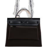 Hermes Herbag Zip 31 PM Ebene Toile H Canvas & Black Hunter Palladium Hardware