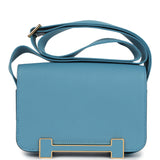 Hermes Geta Blue Jean Chevre Mysore Gold Hardware