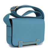 Hermes Geta Blue Jean Chevre Mysore Gold Hardware