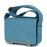 Hermes Geta Blue Jean Chevre Mysore Gold Hardware