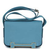 Hermes Geta Blue Jean Chevre Mysore Gold Hardware