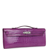 Hermes Kelly Cut Ultraviolet Shiny Porosus Crocodile Palladium Hardware