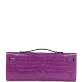 Hermes Kelly Cut Ultraviolet Shiny Porosus Crocodile Palladium Hardware