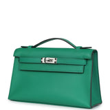 Hermes Kelly Pochette Vert Vertigo Swift Palladium Hardware