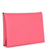 Hermes Calvi Duo Card Holder Rose Azalee Epsom Palladium Hardware