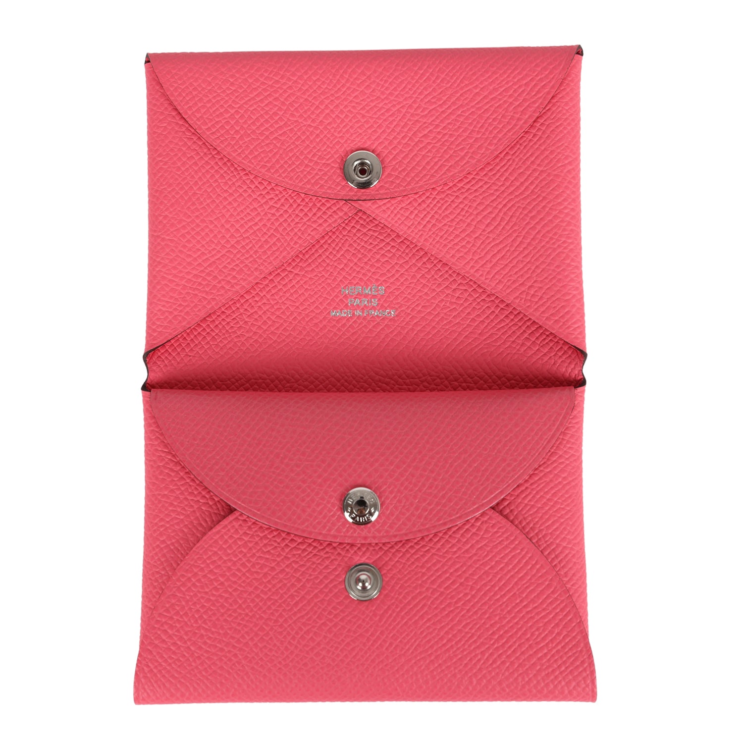 Porte-cartes Hermès Calvi Duo - Cuir Epsom Couleur Or - Neuf Sans étiquette