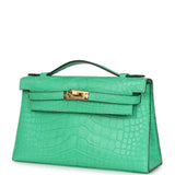 Hermes Kelly Pochette Vert Comics Matte Alligator Gold Hardware