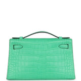 Hermes Kelly Pochette Vert Comics Matte Alligator Gold Hardware