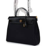 Hermes Herbag Zip 31 PM Black Toile H Canvas and Black Hunter Gold Hardware