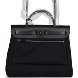 Hermes Herbag Zip 31 PM Black Toile H Canvas and Black Hunter Gold Hardware