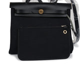 Hermes Herbag Zip 31 PM Black Toile H Canvas and Black Hunter Gold Hardware