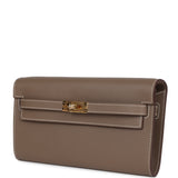 Hermes Kelly Wallet To Go Etoupe Evercolor Gold Hardware