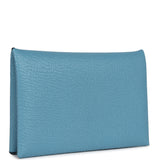 Hermes Calvi Card Holder New Bleu Jean Chevre Mysore Palladium Hardware