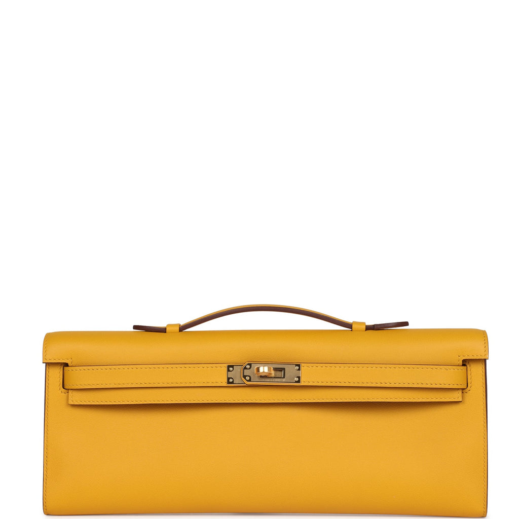 Hermes Kelly Cut Jaune Ambre Swift Gold Hardware Cheap Sale Luxury