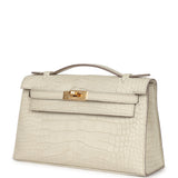 Hermes Kelly Pochette Beton Matte Alligator Gold Hardware