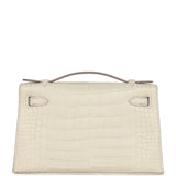 Hermes Kelly Pochette Beton Matte Alligator Gold Hardware