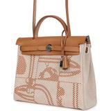 Hermes Herbag Zip PM 31 "Brides de Gala" Natural Sable Berline Hunter and Ecru Toile H Canvas Palladium Hardware