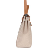 Hermes Herbag Zip PM 31 "Brides de Gala" Natural Sable Berline Hunter and Ecru Toile H Canvas Palladium Hardware