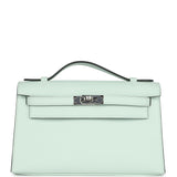 Hermes Kelly Pochette Vert Peppermint Swift Palladium Hardware