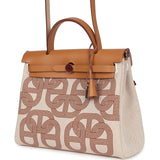 Hermes Herbag Zip PM 31 "Circuit 24" Ecru Toile H Canvas and Naturel Sable Hunter Lacquered Palladium Hardware