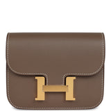 Hermes Constance Slim Wallet Etoupe Evercolor Gold Hardware