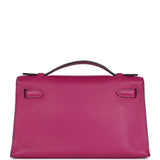 Pre-owned Hermes Kelly Pochette Rose Pourpre Swift Palladium Hardware