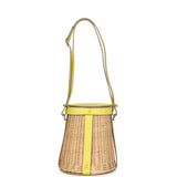 Hermes Farming Picnic Bag Lime Swift and Naturel Osier Wicker Palladium Hardware