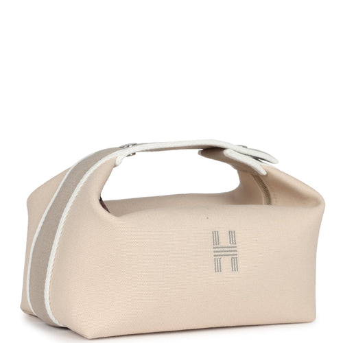 Hermes Bride-A-Brac PM Neutral Toile Canvas Palladium Hardware
